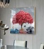 Rosy Bloom Tree Glass Finish Square Wall Art