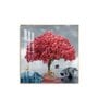 Rosy Bloom Tree Glass Finish Square Wall Art