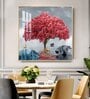Rosy Bloom Tree Glass Finish Square Wall Art