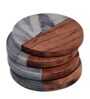 Round (Set of 4) White & Brown Colour Mango Wood & Marble
 Table Coaster
