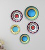 Round And Back Colourfull Decorative Wall Plates- Set Of 5