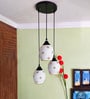 Round Black & White (E- 27/ 12 Watt) Metal & Glass Cluster Hanging Light