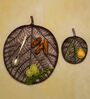Round Brown 13 Inch Aluminium (Set of 2) Appetizer Platter