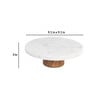 Round Block White & Brown Marble Cake Stand