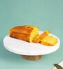 Round Block White & Brown Marble Cake Stand