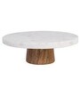 Round Block White & Brown Marble Cake Stand