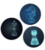 Round Blue Digital Chess Game Canvas Set Of 3 Art Print