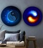 Round Blue In The Spirit Of Yin And Yang Canvas Set Of 2 Art Print