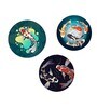 Round Blue Prized Koi Pond Canvas Set Of 3 Art Print