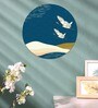 Round Blue Swans In Flight Canvas Art Print
