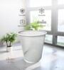 Round Ecru White Metal Mesh Dustbin, Modern Breathable Waste Basket