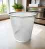 Round Ecru White Metal Mesh Dustbin, Modern Breathable Waste Basket