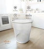 Round Ecru White Metal Mesh Dustbin, Modern Breathable Waste Basket
