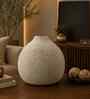 Round Flower Vase for Home Decor, Iron,White Textured Matte Finish