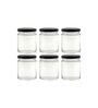 Round Glass Jar With Airtight Lid For Kitchen Storage | Glass Food Storage Jars | Grocery Kitchen Container Set | glass storage containers with lid | Black, 200ml (6 Pieces)