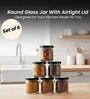 Round Glass Jar With Airtight Lid For Kitchen Storage | Glass Food Storage Jars | Grocery Kitchen Container Set | glass storage containers with lid | Black, 200ml (6 Pieces)