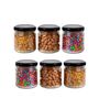 Round Glass Jar With Airtight Lid For Kitchen Storage | Glass Food Storage Jars | Grocery Kitchen Container Set | glass storage containers with lid | Black, 200ml (6 Pieces)