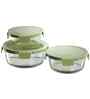 Round Glass Lunch Box With 3 Different Size