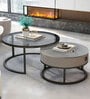 Round Glass Nesting Coffee Table In Black Finish (Set of 2)