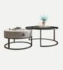 Round Glass Nesting Coffee Table In Black Finish (Set of 2)