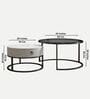 Round Glass Nesting Coffee Table In Black Finish (Set of 2)