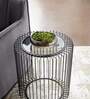Round Glass Side Table In black Colour