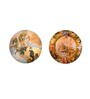 Round Gold Palazzo Pepoli Detailed Ceiling Canvas Set Of 2 Art Print