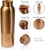 Round Hammered Pure Copper Water Bottle Leak Proof 1 Ltr