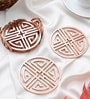 Rose Gold Round Jali Coasters Set Of 4