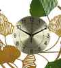 Round Leaves Gold & Green Metal Clock