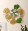 Round Leaves Gold & Green Metal Clock