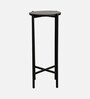Round Marble End Table Table In Black Finish