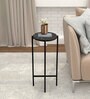Round Marble End Table Table In Black Finish