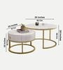 Round Marble Nesting Coffee Table In White & Matt Gold Finish (Set of 2)