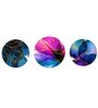 Round Multicolour Abstract Flowers In Hues Of Blue Canvas Set Of 3 Art Print