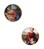 Round Multicolour Baby Christ And Madonna Canvas Set Of 2 Art Print
