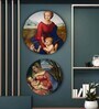 Round Multicolour Baby Christ And Madonna Canvas Set Of 2 Art Print