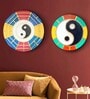 Round Multicolour Geometric Yin Yang Dynamic Canvas Set Of 2 Art Print