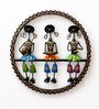 Multicolor Metal Handpainted Round Musician Dolls Wall Hanging