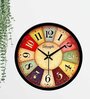 Round Number Designer Multicolour Plastic Wall Clock