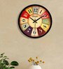 Round Number Designer Multicolour Plastic Wall Clock