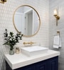 32 Inch RoseGold Round Mirror in Steel Frame