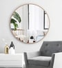 32 Inch RoseGold Round Mirror in Steel Frame