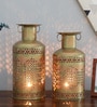 Round Set Of 2  Multicolour Iron Candle Holders