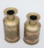 Round Set Of 2  Multicolour Iron Candle Holders