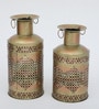 Round Set Of 2  Multicolour Iron Candle Holders