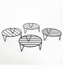 Round Shape Pack of 4 Black Metal Floor Planter Stand