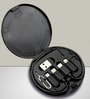 Round Travel Cable Box with Universal Connectors Ejector Pin and Phone Stand