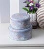 Set of 2 Blue Round Aluminium Storage & Jar Containers