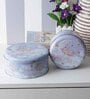 Set of 2 Blue Round Aluminium Storage & Jar Containers